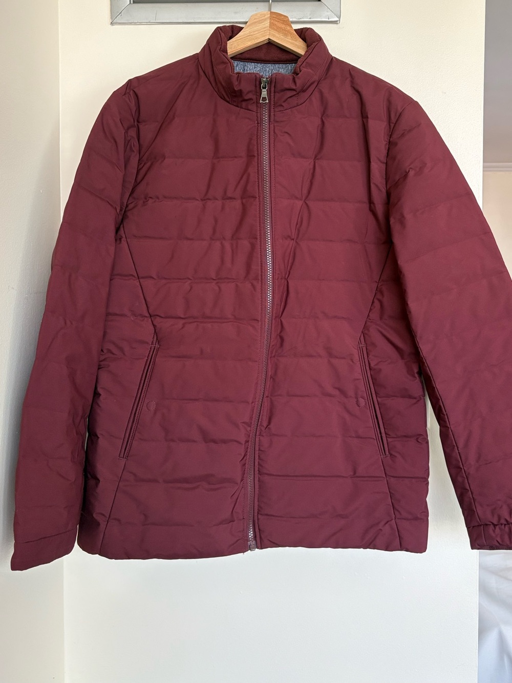 Men's Quilted Burgundy Zip-Front Jacket